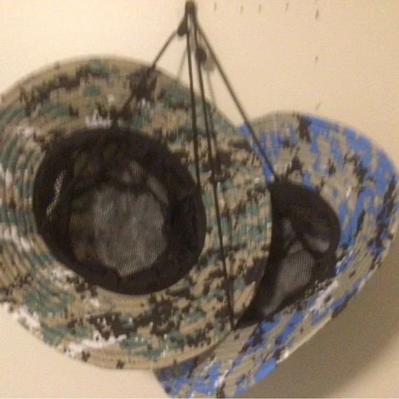 Two Camo Boonie Hats W/Tie Blue & Green - Picture 3 of 3